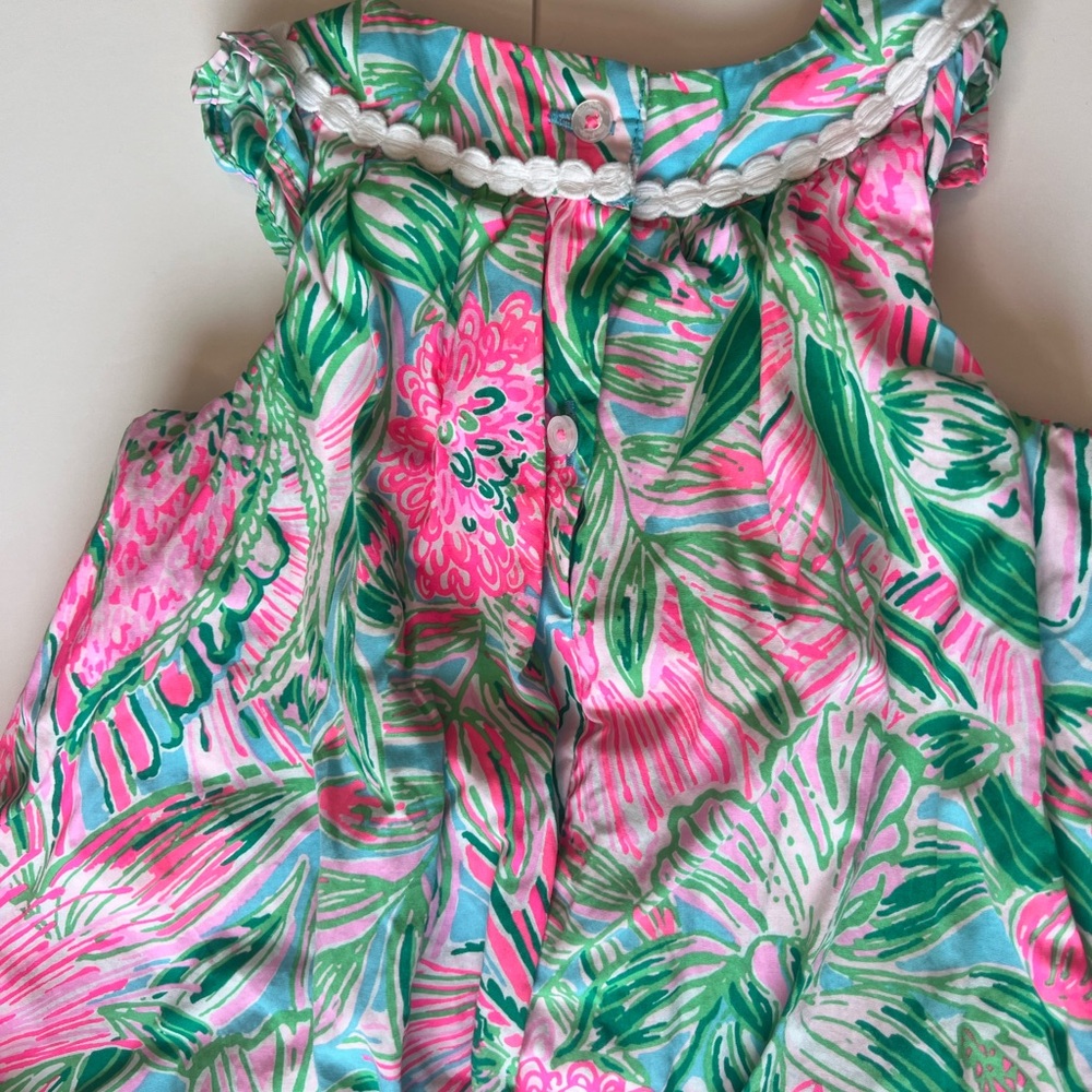 Lilly Pulitzer Pink and Green Floral Kids Dress - Picture 8 of 11